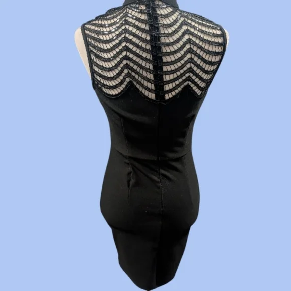 EUC Windsor Black Fitted Mini Dress Mesh Sequin Detail Size Small - Picture 5 of 6